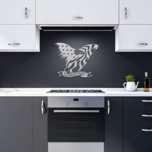 #77 - American Bald Eagle Metal Sign – In God We Trust, Flag Wing Design